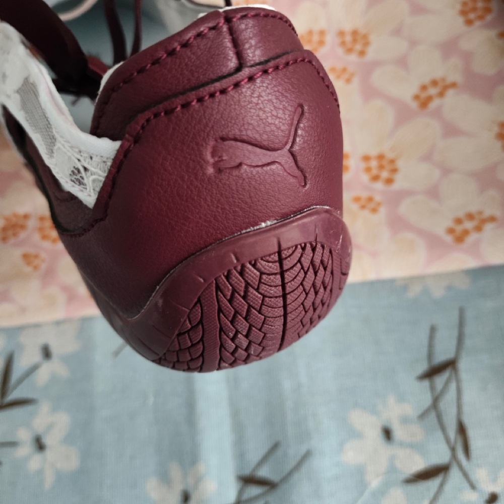 Puma Girls Burgundy, Pink & White Mary Jane Flats with Bows - Picture 5 of 7